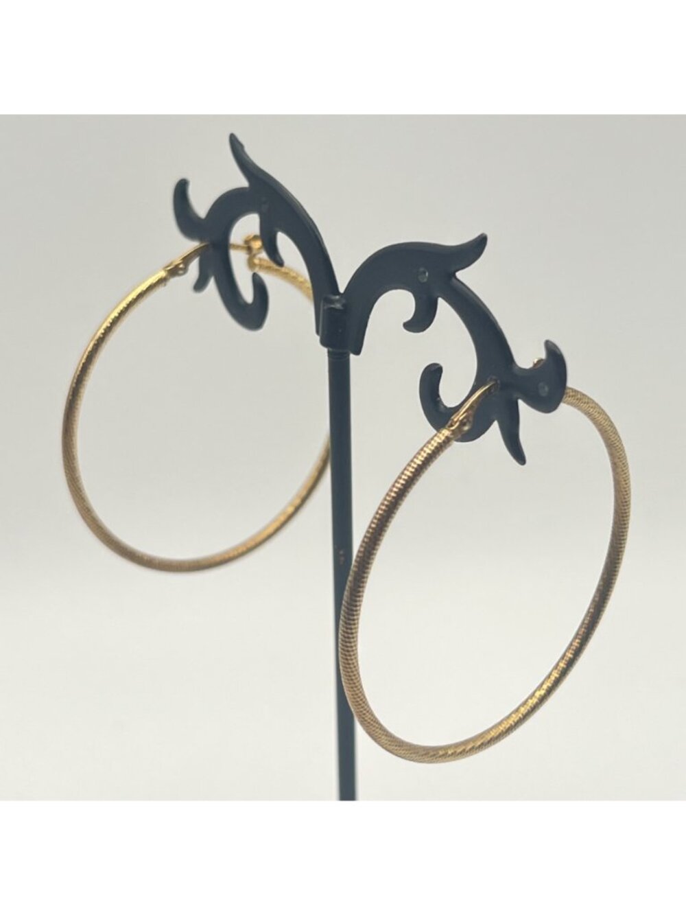 LIRM Italy 925 Sterling Silver 14k Gold Overlay Hoop Earrings 1.75" Textured - Picture 8 of 9